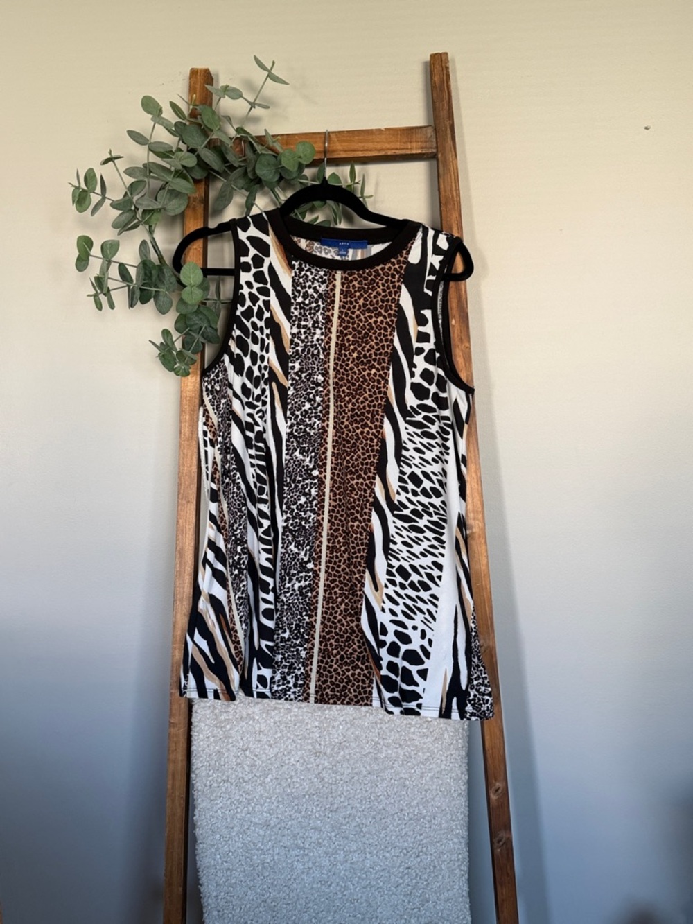 Apt. 9 Mixed Animal Print Tank Top - Black, White & Brown
